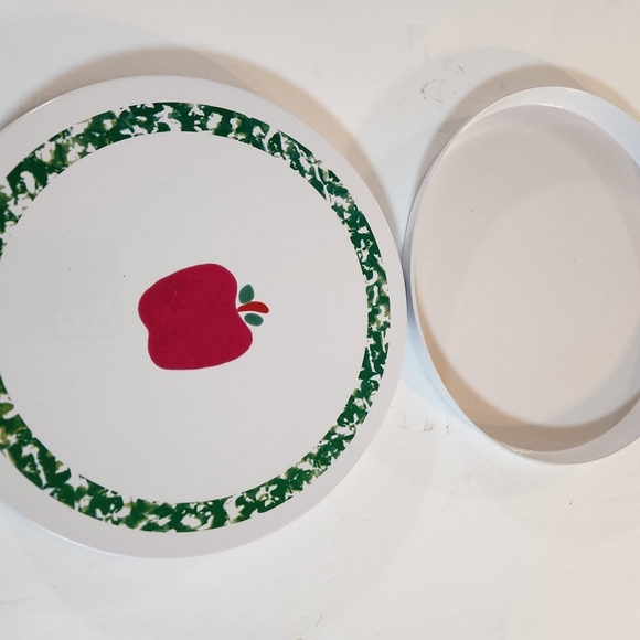 Stove Top Burner Covers (4) Red Apple on White Background with Green Trim - Picture 2 of 8